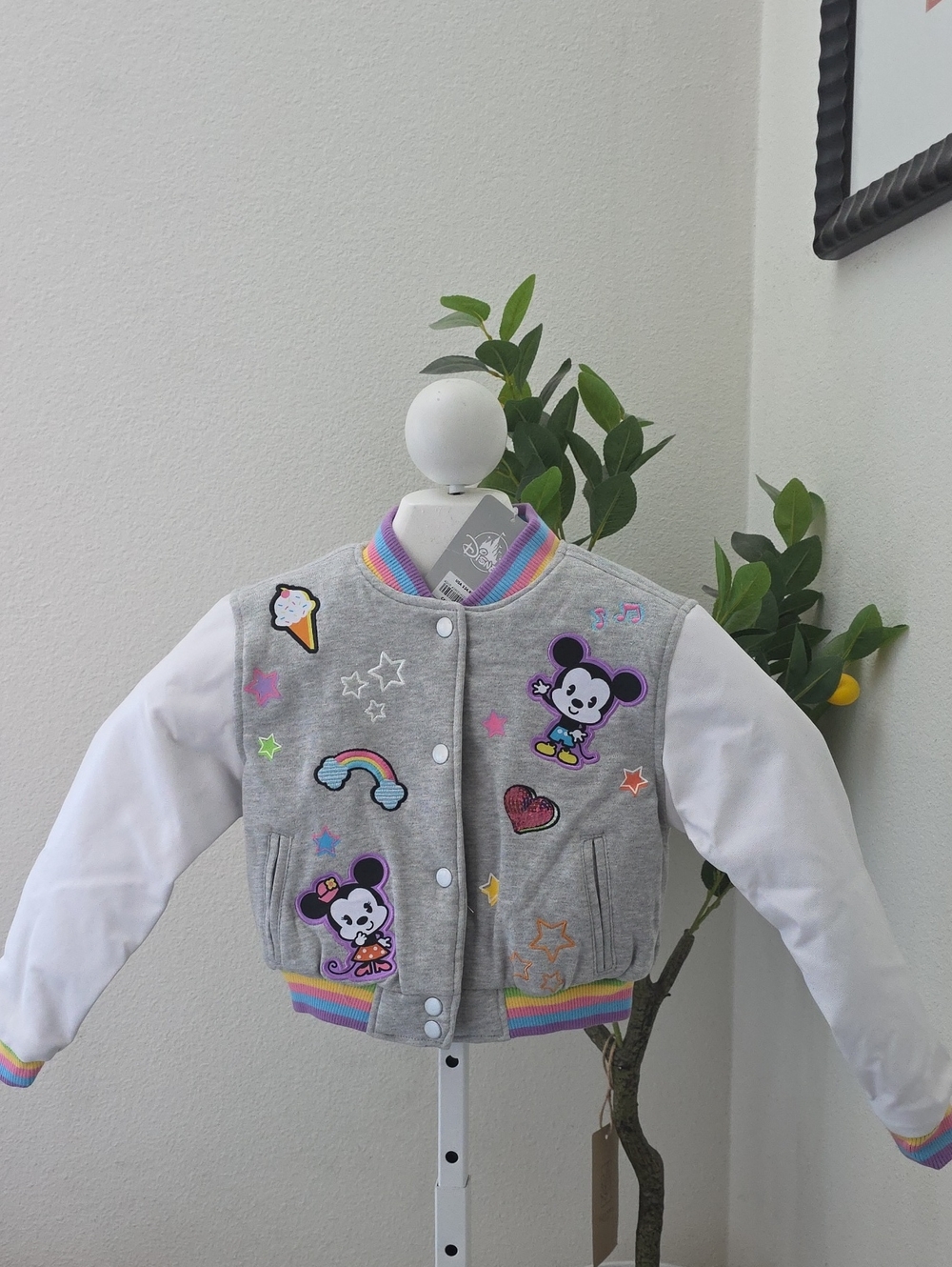 Disney Mickey & Minnie Cutie Varsity Jacket Sz 5/6 Kids